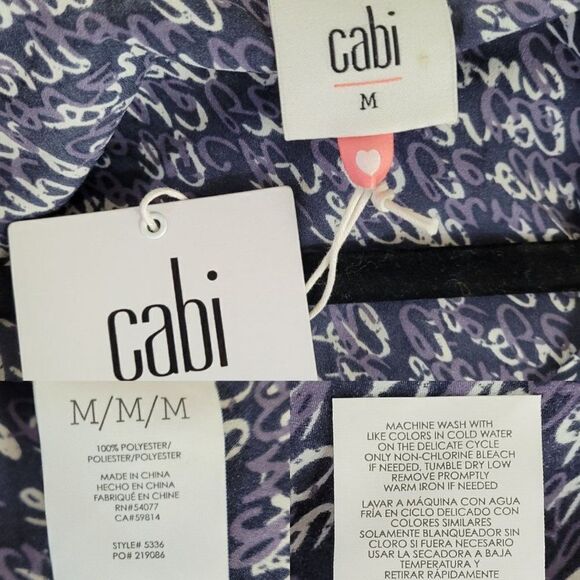 Cabi Long Sleeve Blouse M Blue Te Amo Spell Out Puff Statement Sleeve Pull Over - Picture 4 of 14